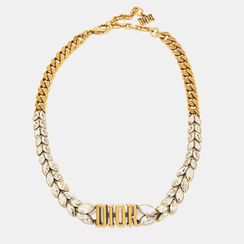18K CD Revolution Crystals Gold Tone Choker Necklace