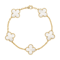 18K Vintage Alhambra Five Motifs Pearl Bracelet