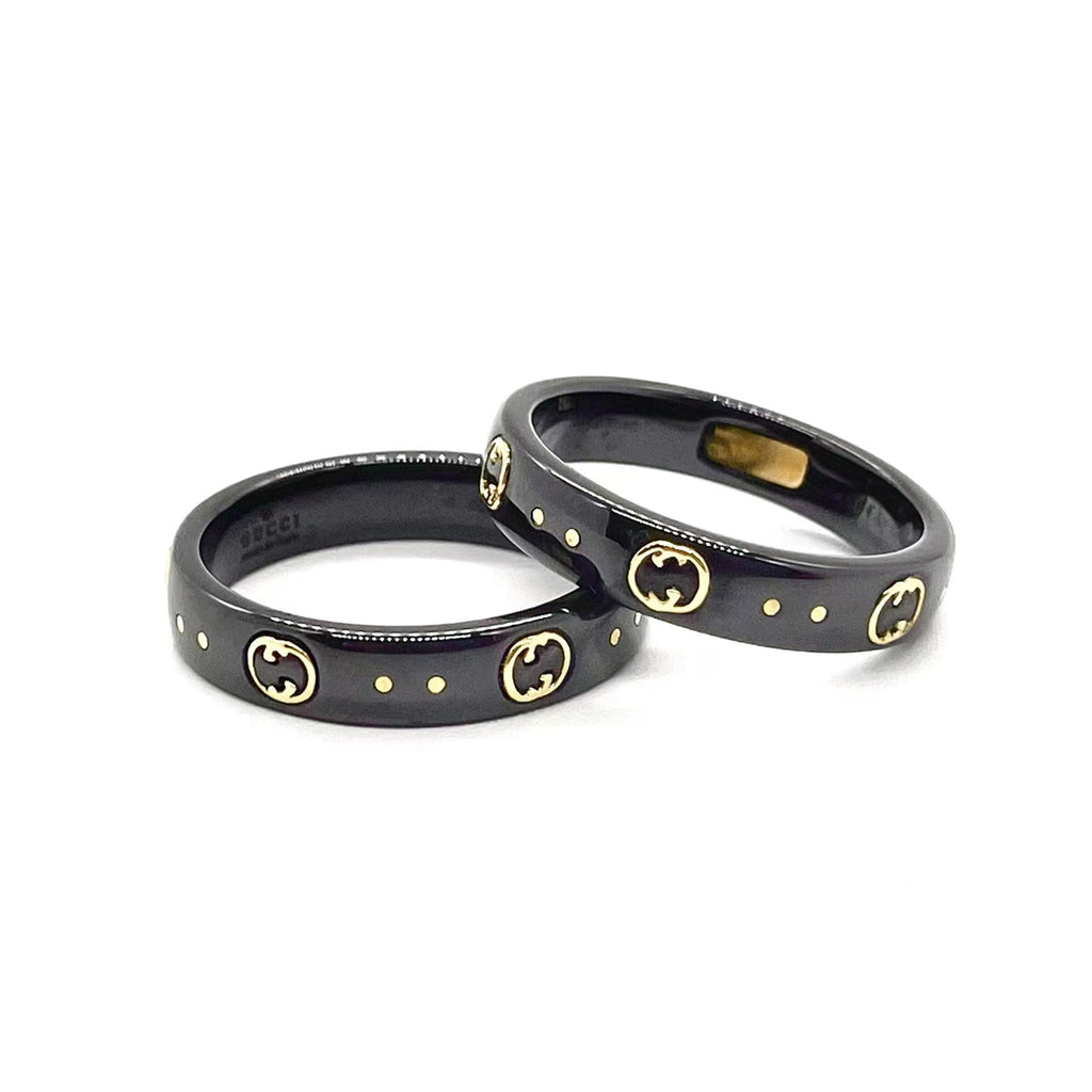 18K GG Icon Black Corundum Ring