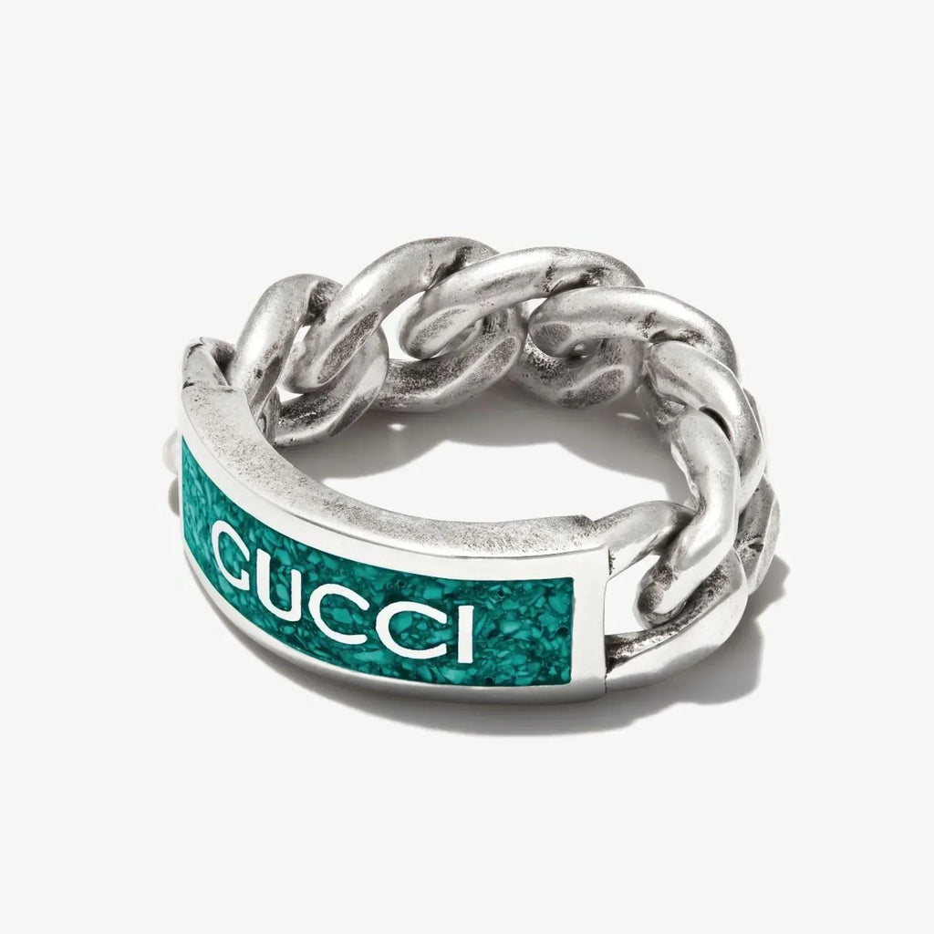 GG Logo Plaque Chain Ring