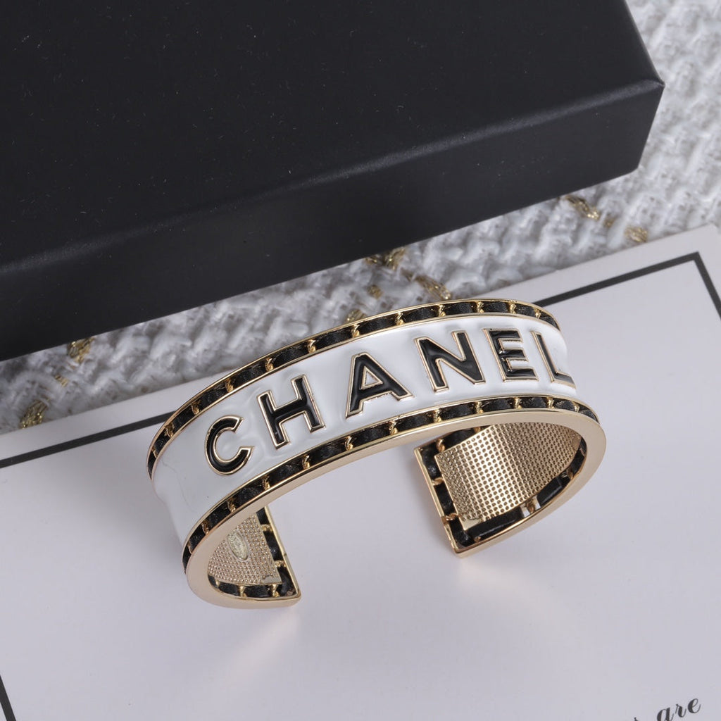 18K CC White Cuff Bracelet