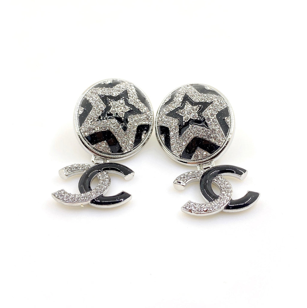 18K CC Diamond Earrings