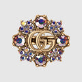 18K Double G Crystal Flower Ring