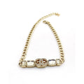 18K CC Pearls Crystals Vintage Necklace