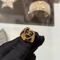 18K CC Black Gold Heart Ring