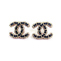 18K CC Pink Resin Leather Earrings