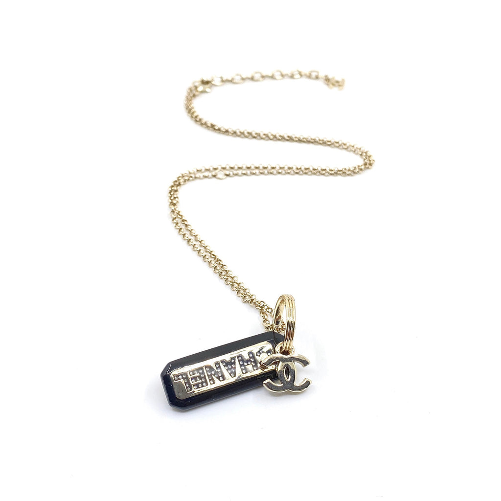 18K CC Black Plate Chain Necklace