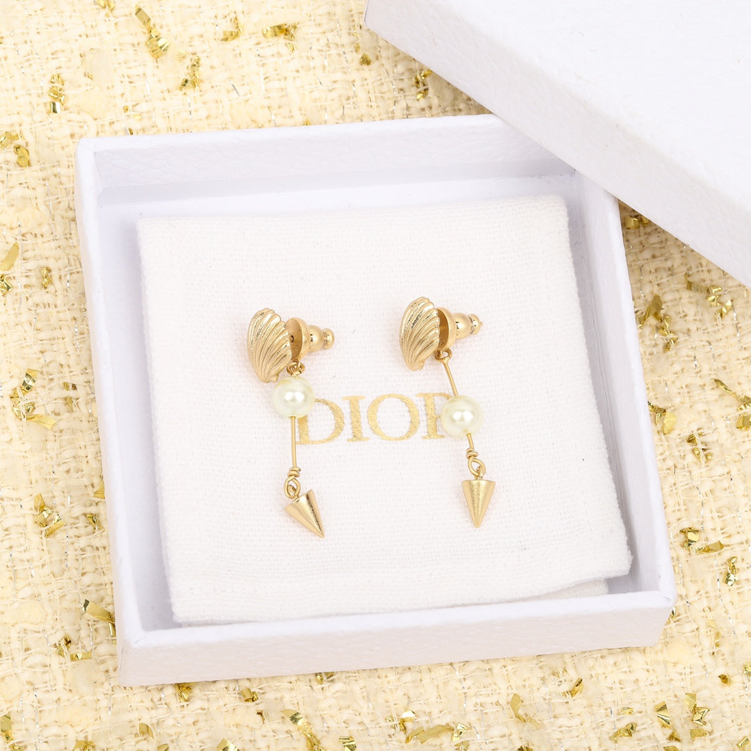 18K CD Pearl Pendant Earrings