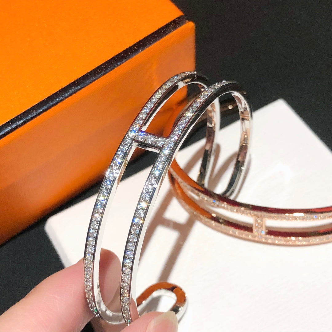 18K Ever Chain D¡¯ancre Cuff Diamond H Bracelet