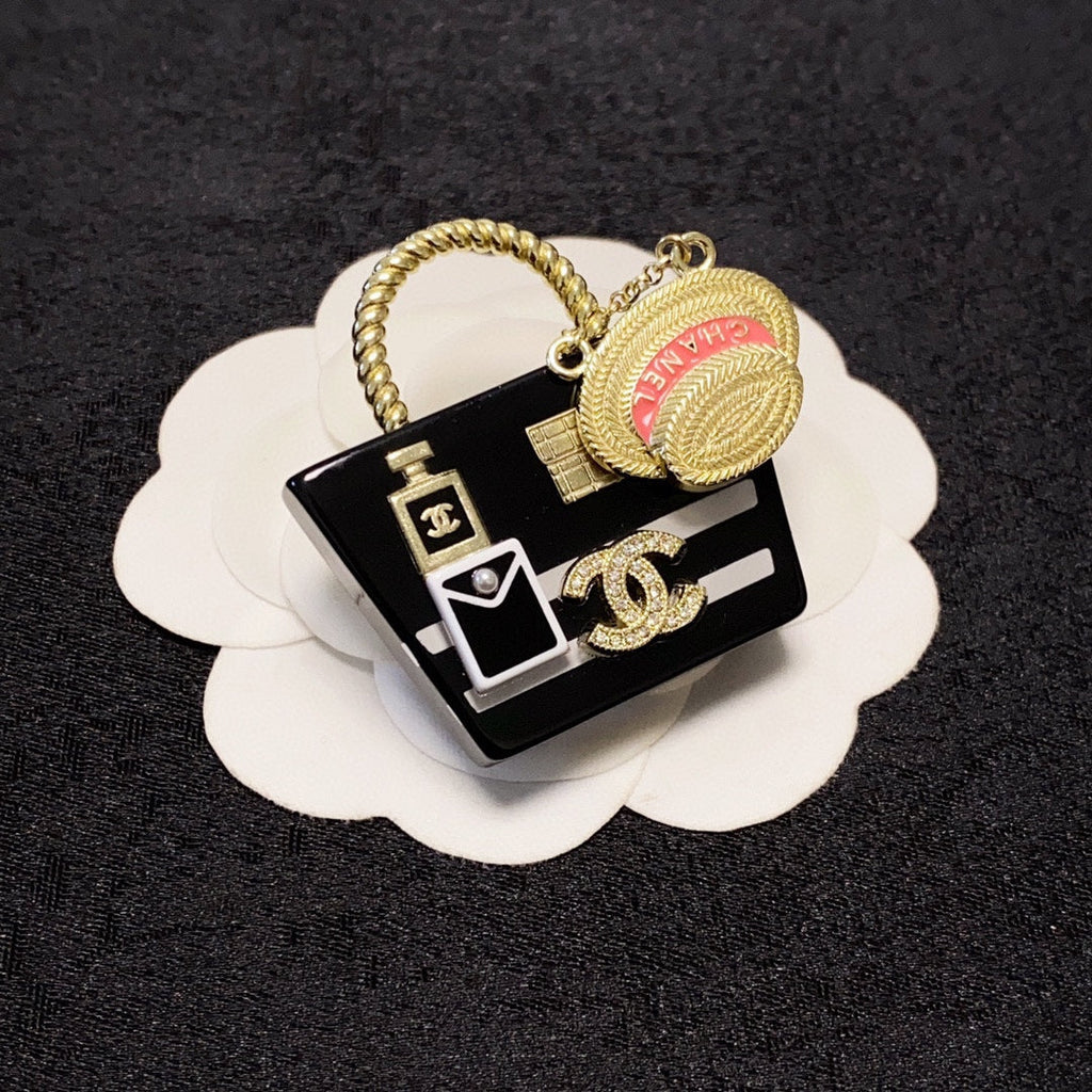 18K CC Bag Brooch