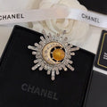 18K CC Crystal Brooch