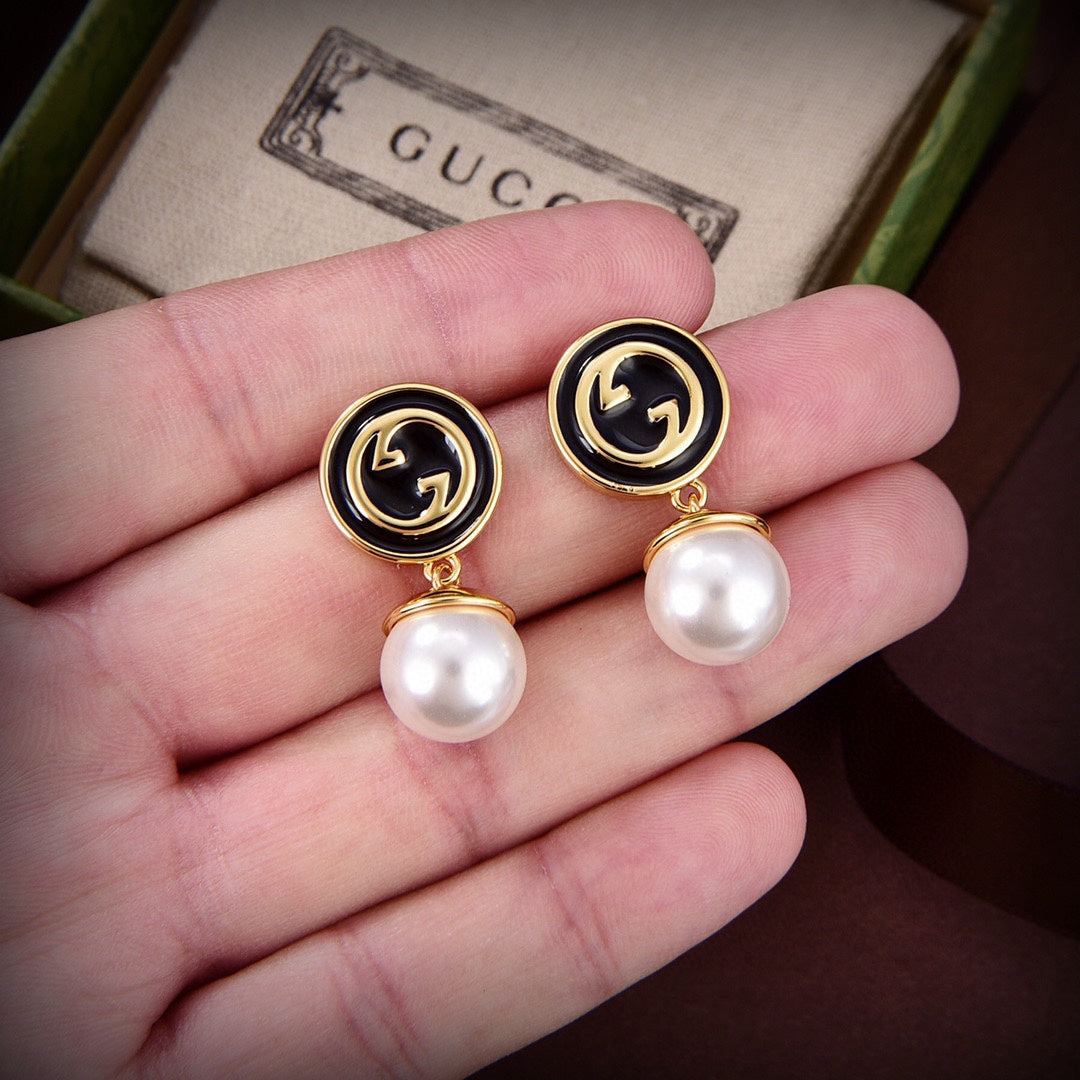 18K Double G Blondie Pendant Earrings