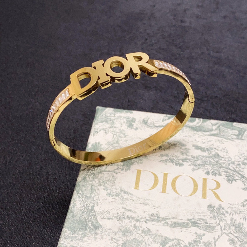 18K CD Crystals Bangle Bracelet