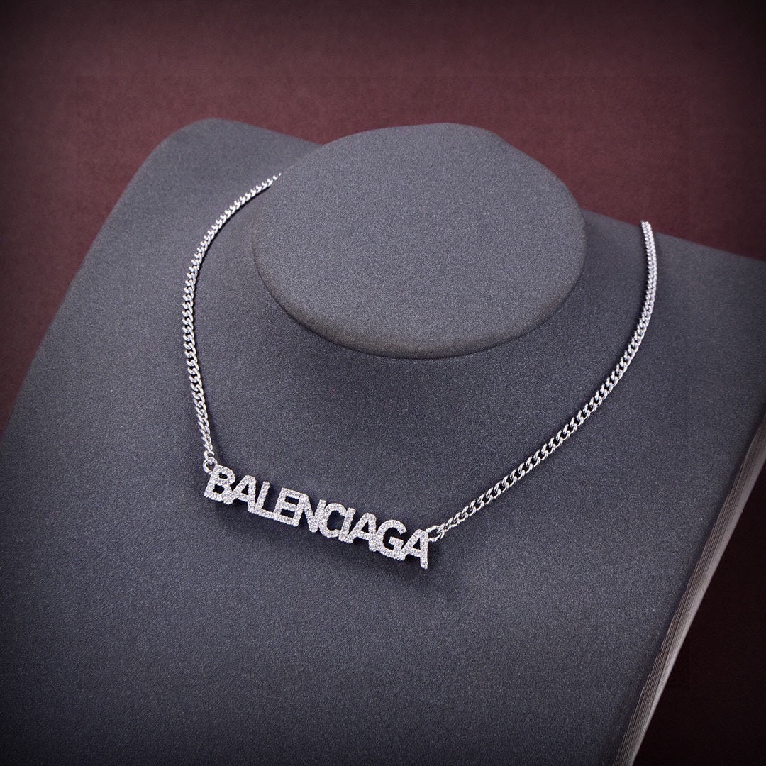 18K BB Typo Crystals Necklace