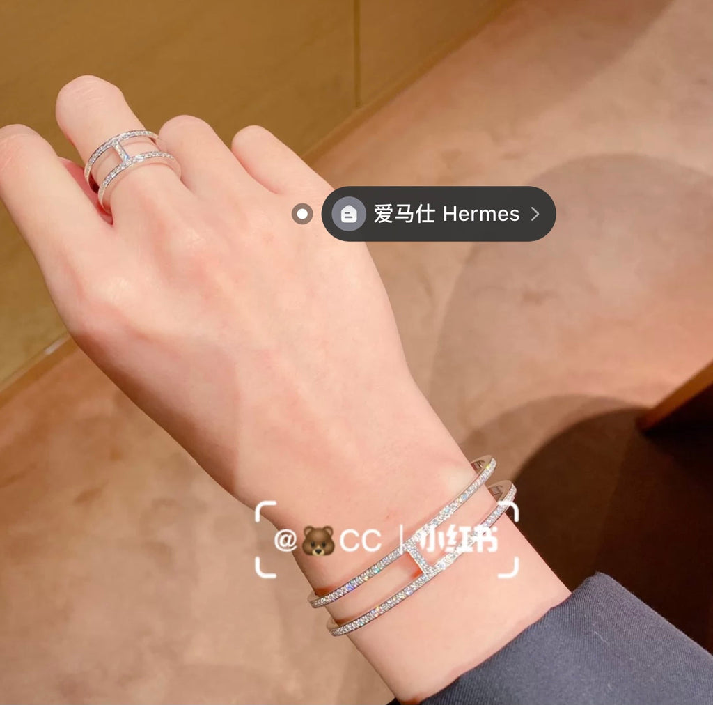 18K Ever Chain D¡¯ancre Cuff Diamond H Bracelet