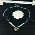 18K CC Pink & Black Heart Pearl Necklace