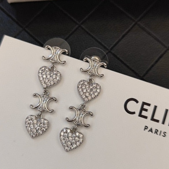 18K Triomphe Heart Pendant Earrings