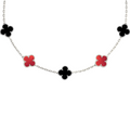 VAN CLEEF VINTAGE ALHAMBRA NECKLACE - SILVER/BLACK/RED (Copy)